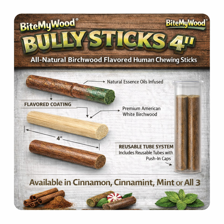 BiteMyWood Birchwood Chew Sticks – 4 in